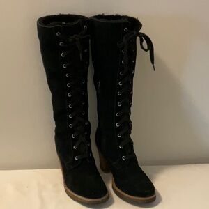 UGG knee-high boots Sheepskin Black 8